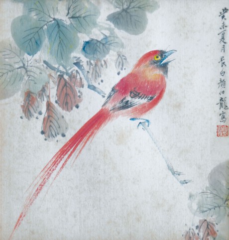 顏伯龍 花鳥鏡框 23*23cm