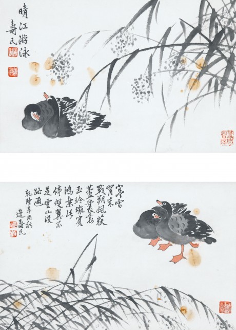 邊壽民  花鳥(niǎo)立軸 37*23cm*2