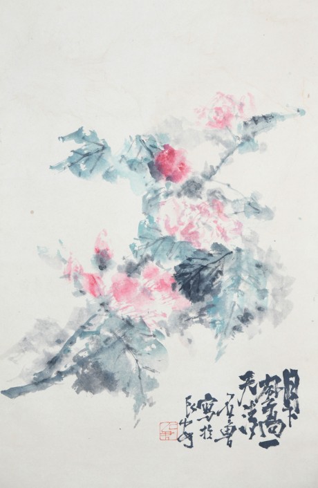 石魯  花卉立軸	76×47CM